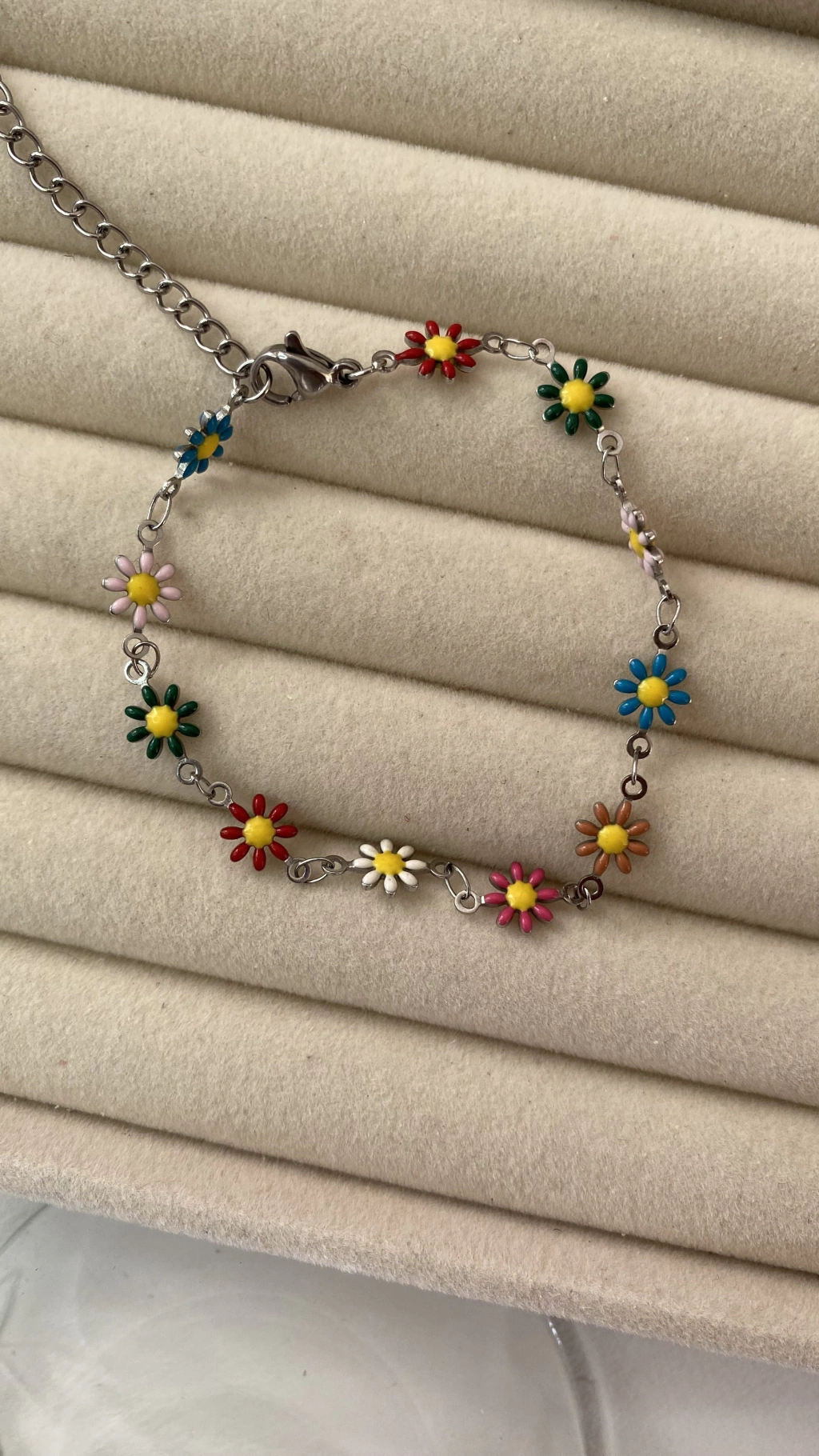Pulseira mini margaridas aço