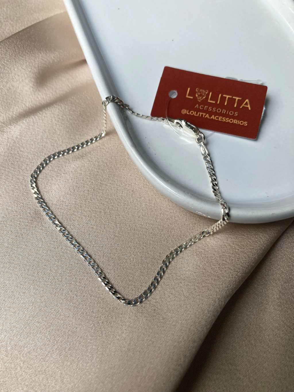 Pulseira corrente média prata