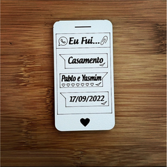 Imã de Geladeira Iphone para Lembrancinha de Casamento em MDF