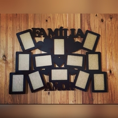 Quadro Porta-Retratos em MDF - Família com Corações | Para 20 Fotos 8x9,5 cm | Personalizável na internet