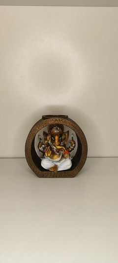 Incensário Oval 11cm Ganesha Branco C/Porta Vela