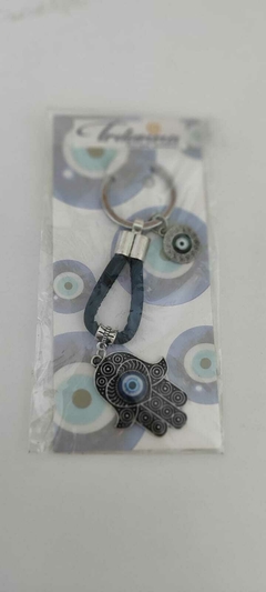 Chaveiro 12,5cm Mão Hansã/Olho Grego