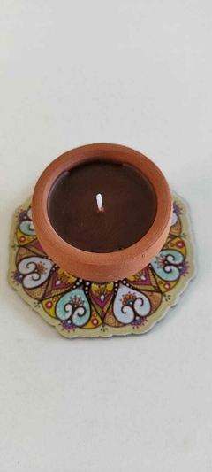 Porta vela Mandala MDF - Amarela - comprar online
