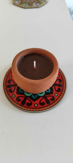 Porta vela Mandala MDF - Vermelha - comprar online