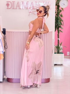 Conjunto cropped e saia plissado Day rosa - Diamante Rose | Moda feminina Esteio | Loja de roupas feminina