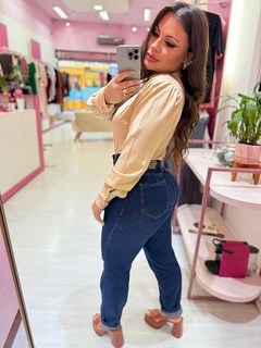 Camisa botões forrados SELINNA bege - comprar online