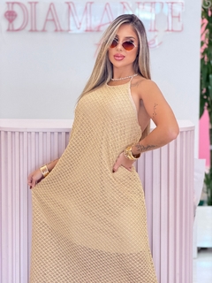 Vestido longo rendado BIA NUDE - comprar online