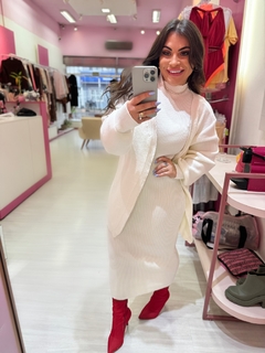 Conjunto vestido e cardigan off - comprar online