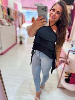 Blusa boho badados preto