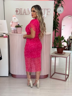 Vestido midi transpassado Mika verão pink - Diamante Rose | Moda feminina Esteio | Loja de roupas feminina