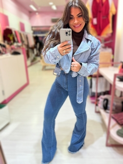Jaqueta jeans biker - Diamante Rose | Moda feminina Esteio | Loja de roupas feminina