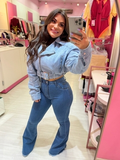 Jaqueta jeans biker na internet