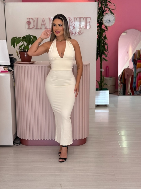 Vestido poliamida Decote Mi - Off