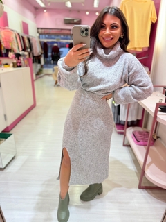 Conjunto mouse saia e blusa Ana cinza