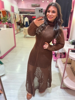 Vestido tricô Rendado Dany marrom na internet