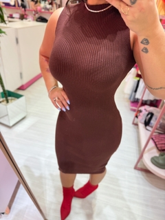 Imagem do Conjunto vestido e cardigan marron