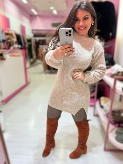 Vestido tricô fenda nude