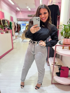 Camisa botões forrados SELINNA preto - loja online