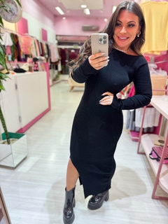 Imagem do Vestido longo fenda decote costa preto