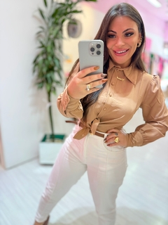 Camisa botões forrados SELINNA nude
