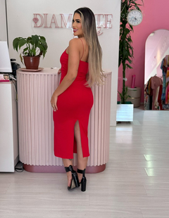 Vestido longo poliamida vermelho candy na internet