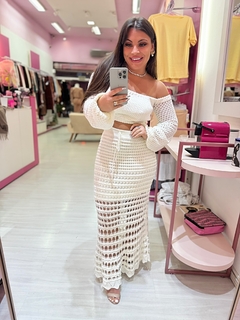 Conjunto trico Rendado Bia off