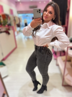 Camisa botões forrados SELINNA branca - comprar online