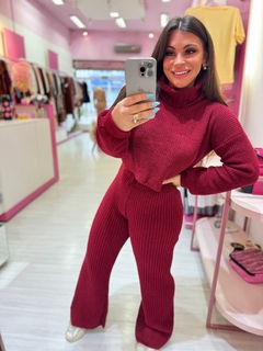 Conjunto mousse Aurora bordo - Diamante Rose | Moda feminina Esteio | Loja de roupas feminina