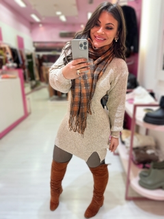 Vestido tricô fenda nude na internet