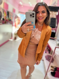 Conjunto trico flor nude - loja online