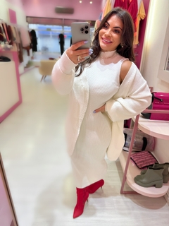 Conjunto vestido e cardigan off