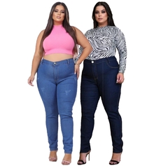 Calça Jeans Feminina Plus Size Cintura Alta Com Lycra Elastano Premium na internet