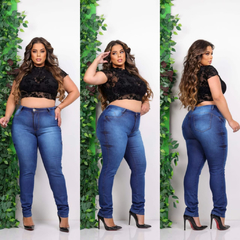 Calça Jeans Feminina Plus Size Cintura Alta Com Lycra Elastano Premium - loja online