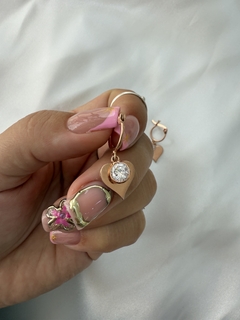 Argollita con colgante corazón y Cubic