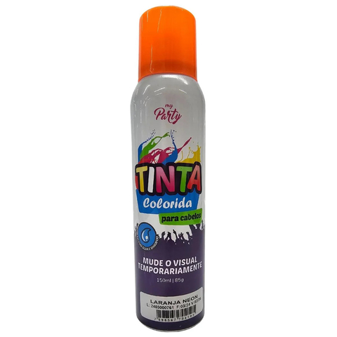 TINTA COLORIDA TEMPORARIA SPRAY PARA CABELO LARANJA NEON MY PARTY 150ML