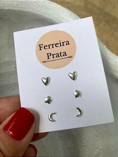 Trio Lua, estrela e coração Prata 925 na internet