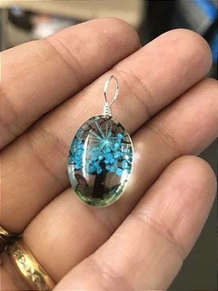 Cordão Orgonite Oval Azul em Prata 925 - comprar online