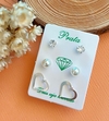 Trio de brincos Love em Prata 925