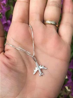 Cordão Avião com 45 cm em Prata 925 na internet