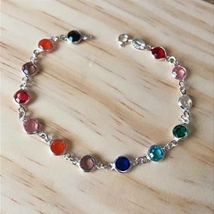 Pulseira zircônias coloridas em Prata 925 na internet