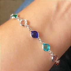 Pulseira zircônias coloridas em Prata 925 - comprar online
