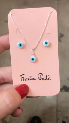 Conjunto Olho Grego em Prata 925