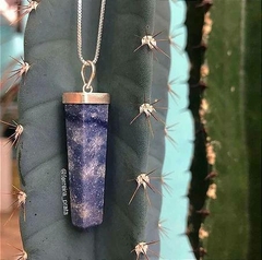 Colar Pedra Natural Quartzo Azul em Prata 925 - comprar online