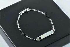 Pulseira infantil placa coração em Prata 925.
