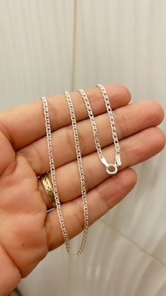 Colar Choker corrente batida malha dupla 40 cm em Prata 925 - comprar online