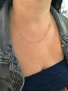 Cordão bolinhas espaçadas em Prata 925 com 45cm.