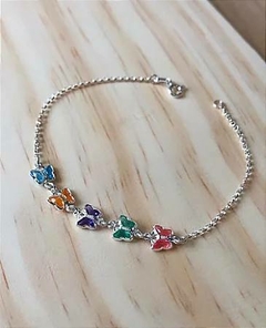 Pulseira zircônias coloridas Borboletas em Prata 925 - comprar online