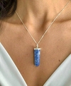 Colar Pedra Natural Quartzo Azul em Prata 925