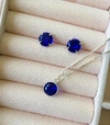 Conjunto pedra azul Marinho 8mm com cordão de 45cm