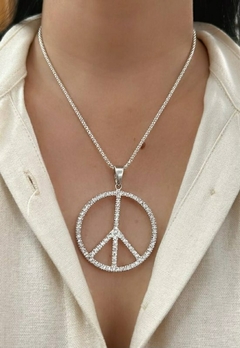 Pingente Paz Cravejado de Zircônias em Prata 950 - comprar online